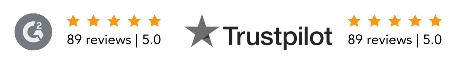 Rated 5.0 on G2 and Trustpilot