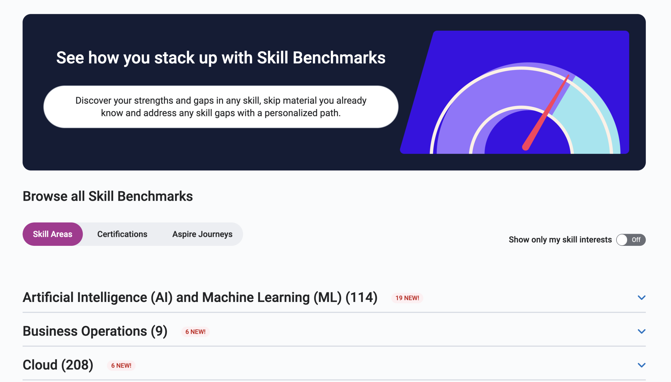 Catapult LMS personalized dashboard showing learning progress