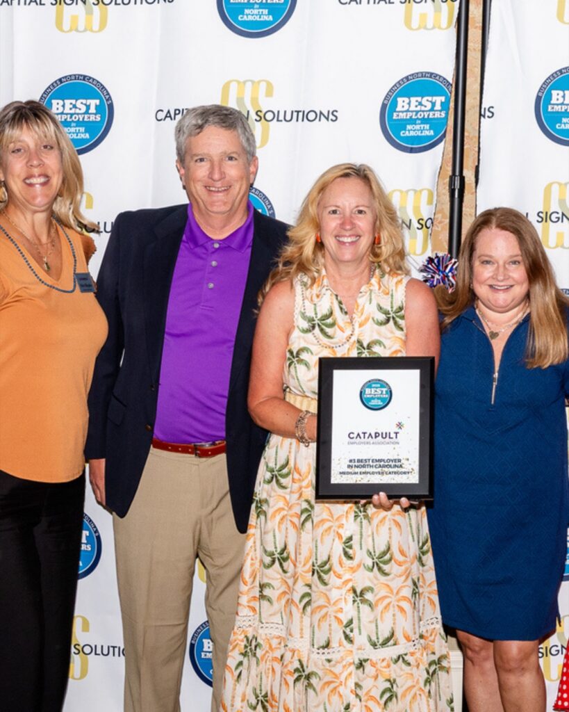 Catapult CEO Dr. Cheryl Richards Named to the 2026 "50 Women to Watch for Boards" 4 Dr. Cheryl Richards and the Catapult team accepting a Best Employers in North Carolina award