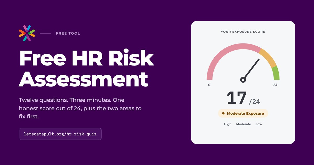 HR Risk Assessment score example, exposure gauge from 0 to 24