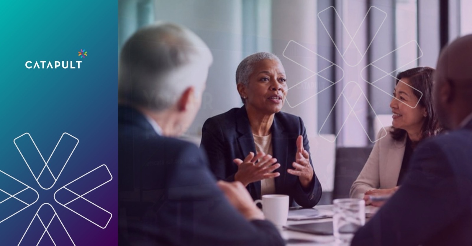 Business leaders in discussion at a conference breakout session