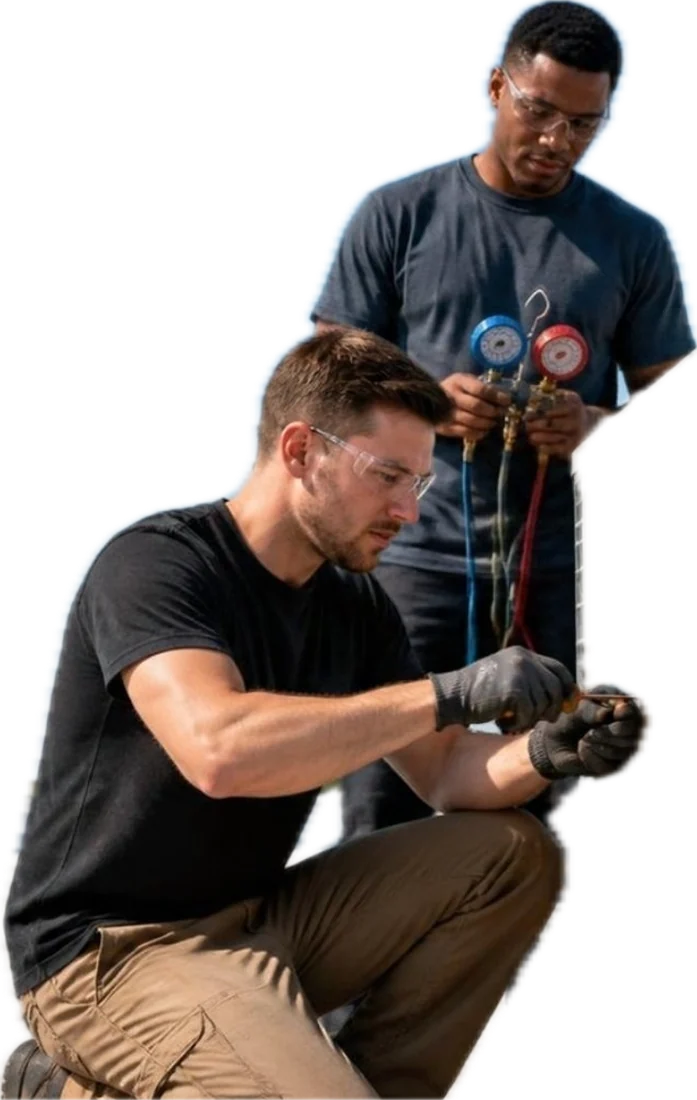 HR for Plumbing & HVAC Contractors | Catapult HR 2 Professionals at work in plumbing & hvac